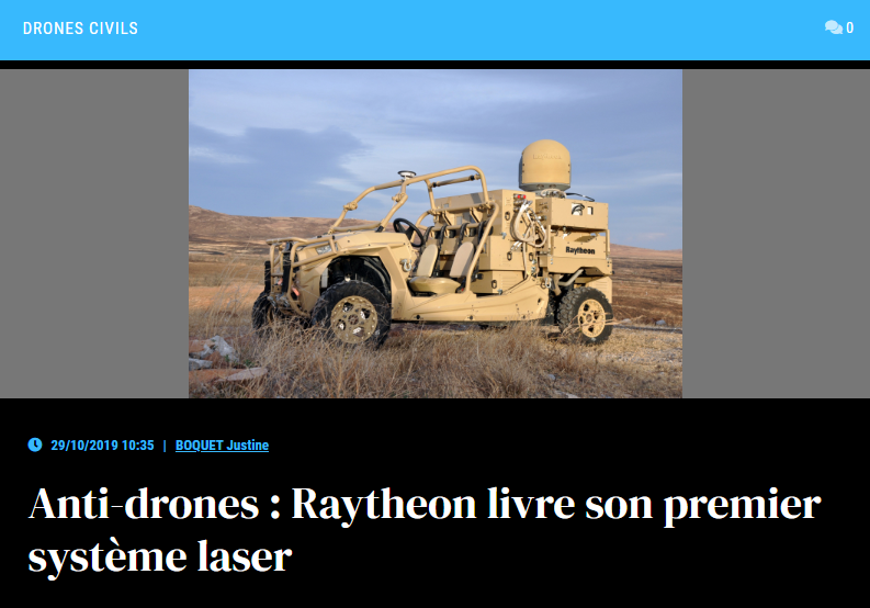 Anti-drones : Raytheon livre son premier système laser