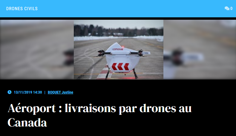 Aéroport : livraisons par drones au Canada