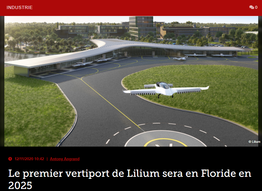 Le premier vertiport de Lilium sera en Floride en 2025